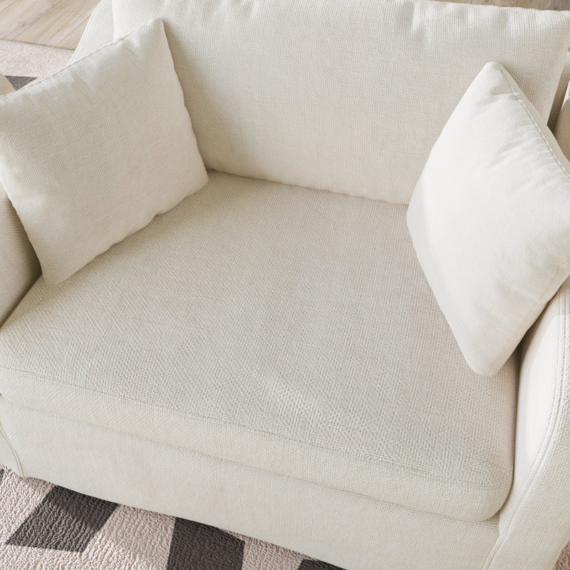 43.9" W Modern Accent Chair, Upholstered Single Sofa Chair With Pillows And Ottoman Bench, Beige