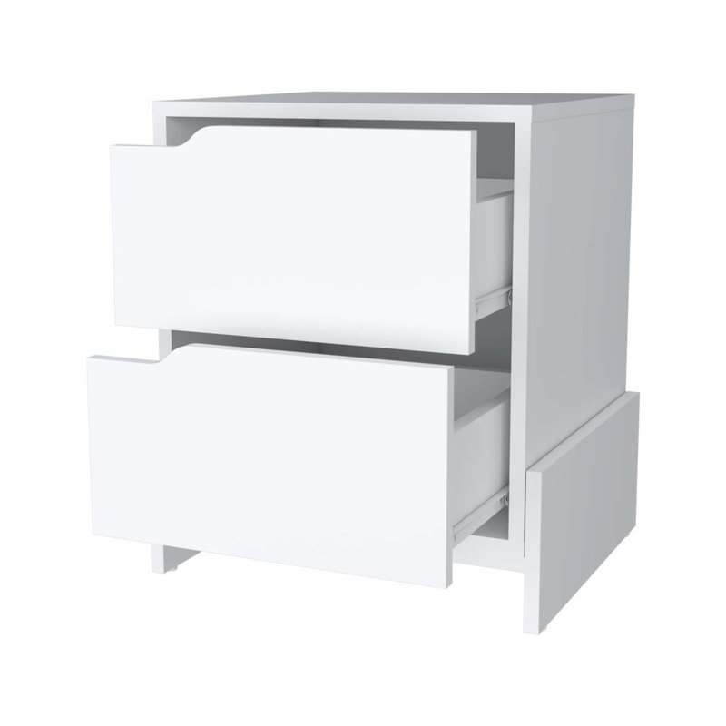 Table de chevet 2 tiroirs Ralston, Blanc