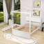Lit double à baldaquin en bois avec lit gigogne simple et pieds centraux