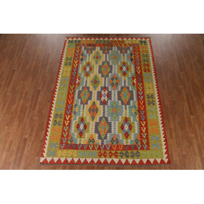 Reversible Wool Kilim Living Room Area Rug 7x10