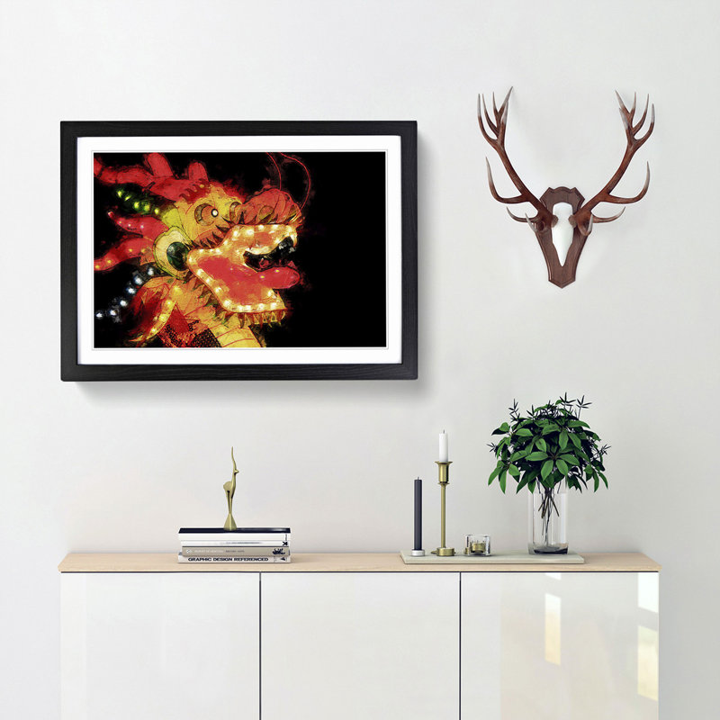 Chinese Dragon - Picture Frame Painting Print, Black Framed, 36cm H x 48cm W x 2cm D