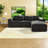 Spacious Gray Corduroy Sofas, Modern Modular Design for Home