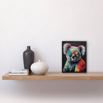 Rainbow Koala Bear with Sunglasses and Hat Modern Art Print Framed Poster  Wall Decor 12x16 inch