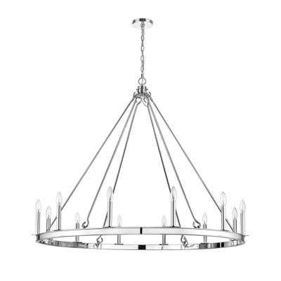 Lustre en roue de chariot à 12 lumières de style bougie Parker