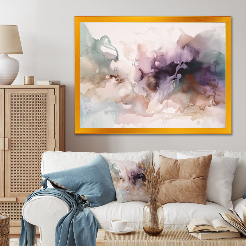 «Brown Abstract Delicate Marble III», reproduction d'art sur toile encadrée, H 24 po x l 32 po x P 1 po, Encadrement doré