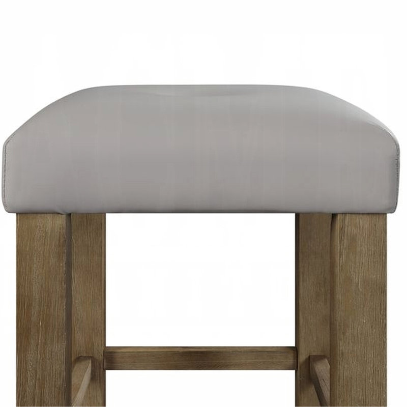 2 sièges de salle à manger gris et chêne - Élégants et confortables avec pieds en bois et tabourets à hauteur de comptoir en bois massif 2 pièces