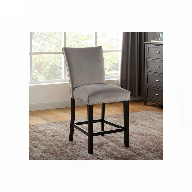 Ensemble de tabourets de bar rembourrés en tissu avec dossier rembourré, tête Nialed