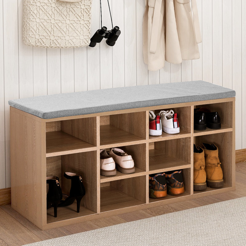10 Pair Stackable Shoe Rack, Oak