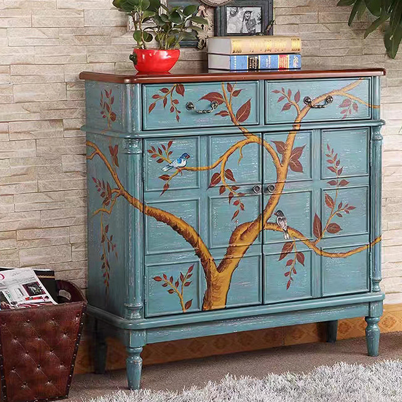 American Vintage Shoe Cabinet Side Cabinet 15 Pair Shoe Storage Cabinet