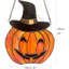 W10106 Panneau de vitrail sculpté style citrouille avec chapeau de sorcière Tiffany