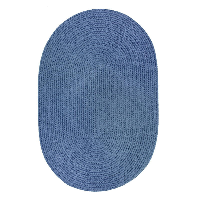 Tapis décoratif bleu d’intérieur/extérieur tressé à la main Smyth, Ovale 8 pi x 11 pi