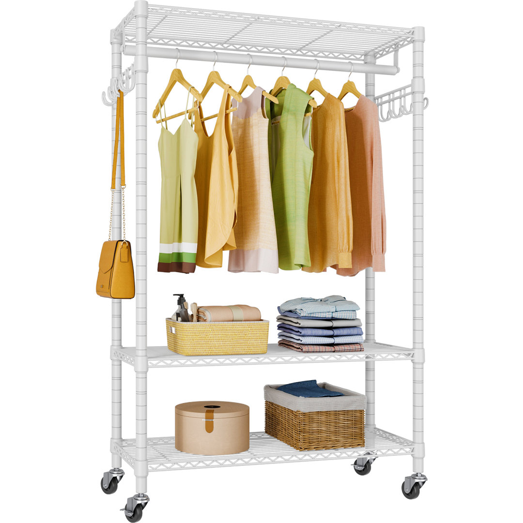 VIPEK R3 35.4" Rolling Clothes Rack, Heavy Duty Clothing Rack with Lokcable Wheels (White) VIPEK