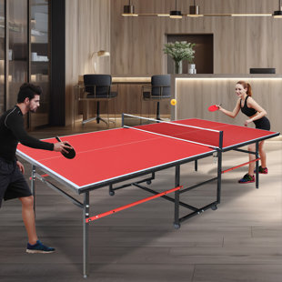 Ensemble de table de ping-pong pliable et portatif de 8 pieds de taille moyenne pour jeux de société avec filet, 2 raquettes de tennis de table et 3 balles