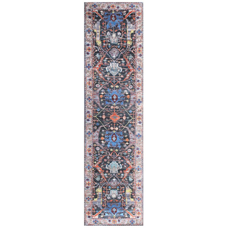 Arabesque Wool Southwestern Area Rug in Gray/Charcoal/Tangerine, Runner 2'8" x 10'8"