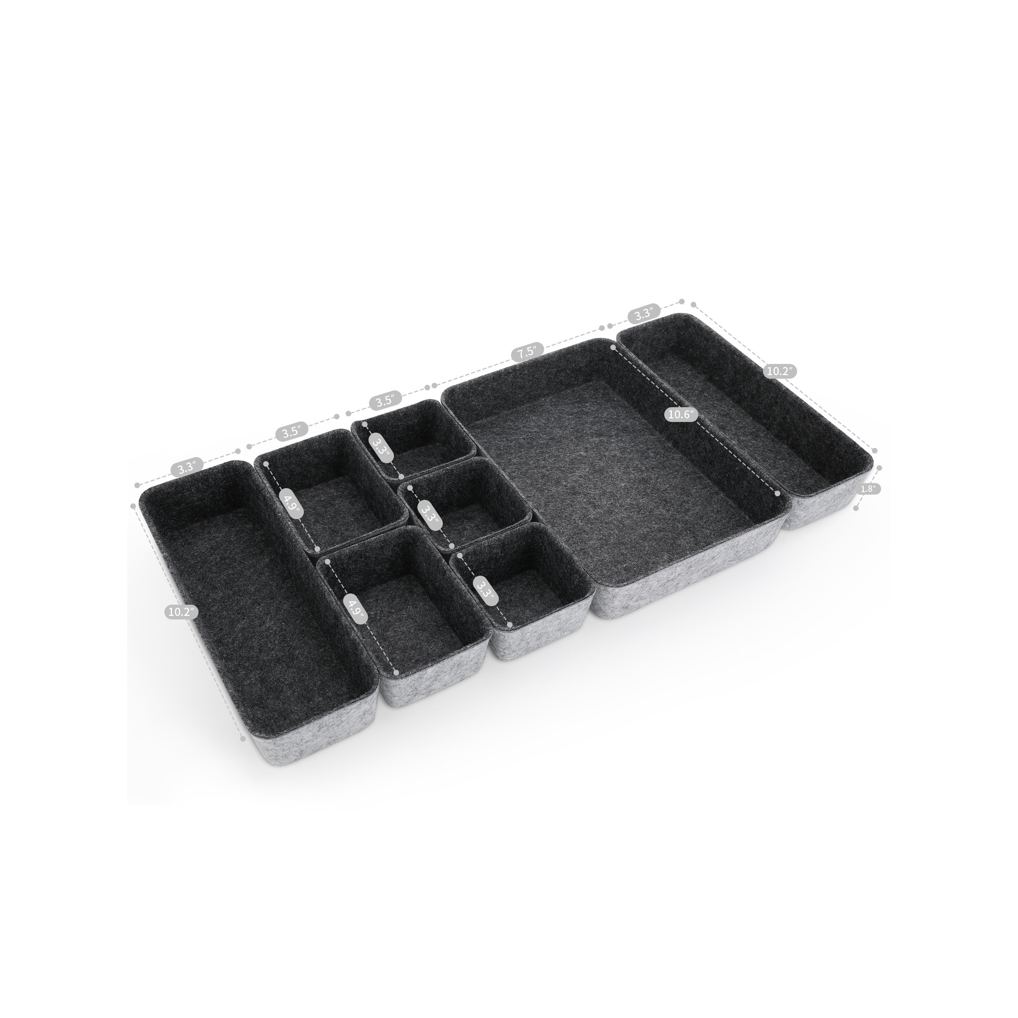 Geneseo 1.8'' H x 7.9'' W x 10.8'' D Organizer Set, Charcoal