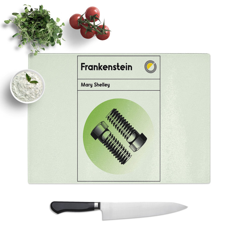 Book Cover Frankenstein Mary Shelley Chopping Board, 0.4cm H x 20cm W x 28.5cm L