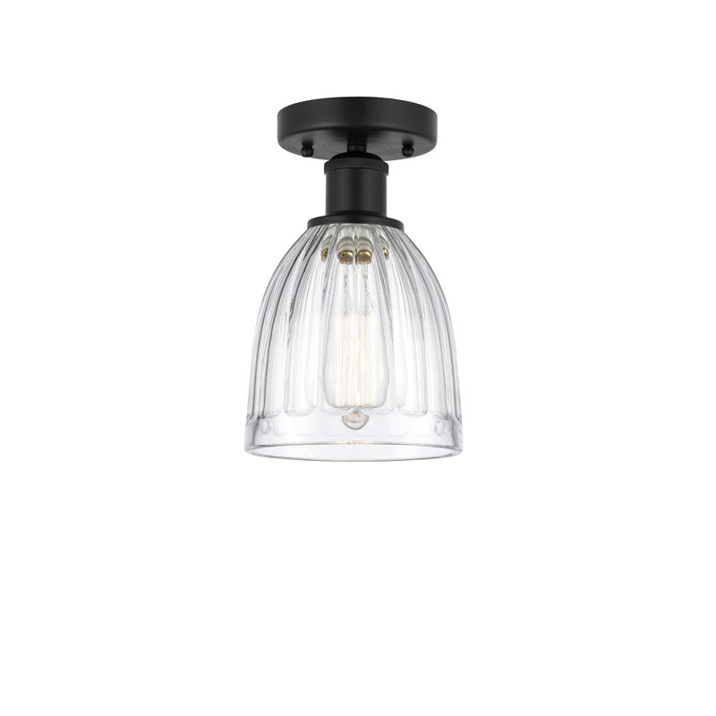 Plafonnier semi-encastré en verre Radegonde, Noir mat, Transparent