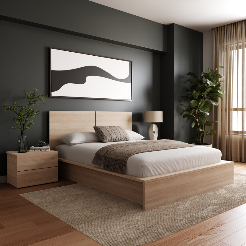 Antonnio 3 Piece Bedroom Set with Bed and 2 Nightstands, Natural Blonde, King