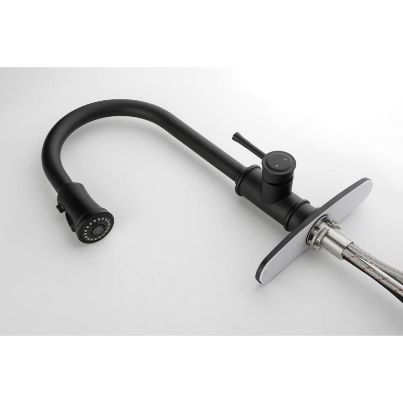 Kitchen Faucet Pull Out Spray Matte Black, Stainless Steel Made, 360 Rotating Nozzle For Practical Use, Corrosion & Rust, Single Handle To Manage Water Temperature Flow In Steel, Rotatable Effortless