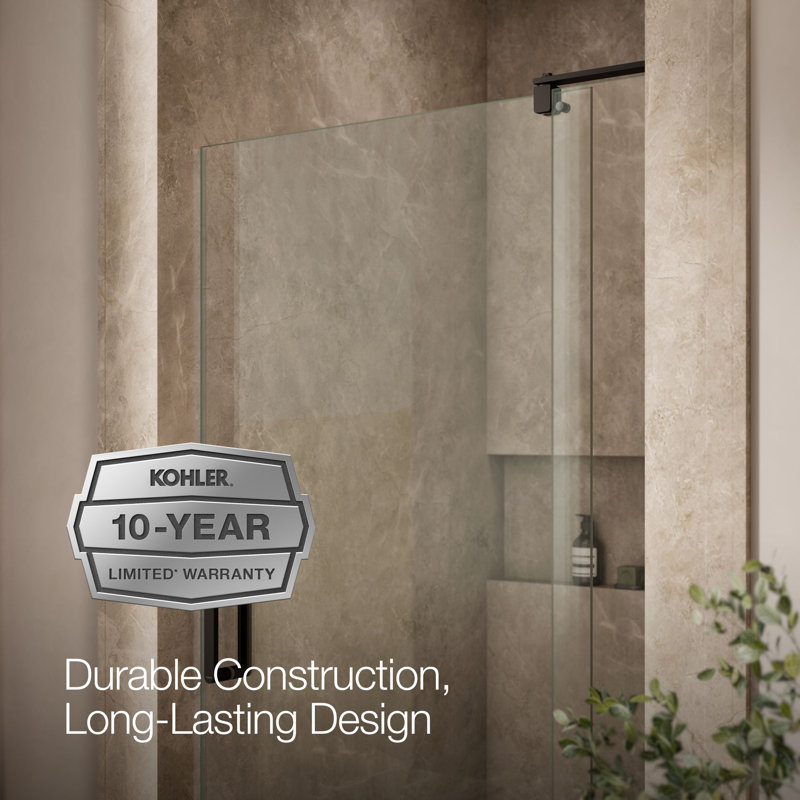 Revel 44'' x 70'' Pivot Shower Door with CleanCoat® Technology, Anodized Dark Bronze, Crystal Clear