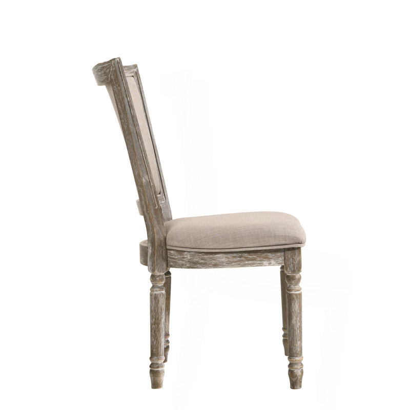 Ensemble de 2 chaises d'appoint en tissu beige et finition grise récupérée