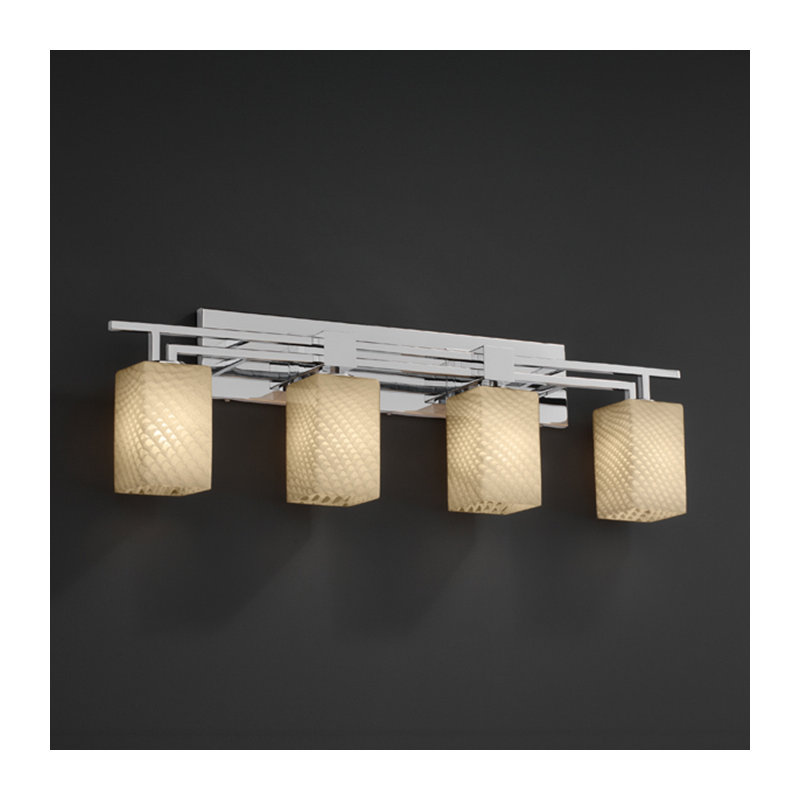 Éclairage pour meuble-lavabo 4 lumières Cira, Tissage, Noir mat
