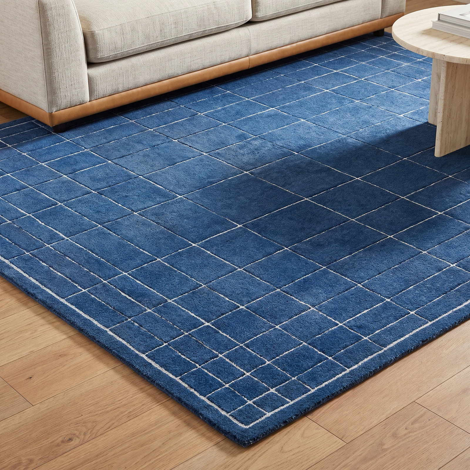 Mallory Hand-Woven Midnight Blue Geometric Rug, Rectangle 8' x 10'