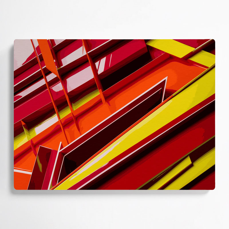 Hard Edge 27, art mural en métal rouge, H 11 po x l 14 po