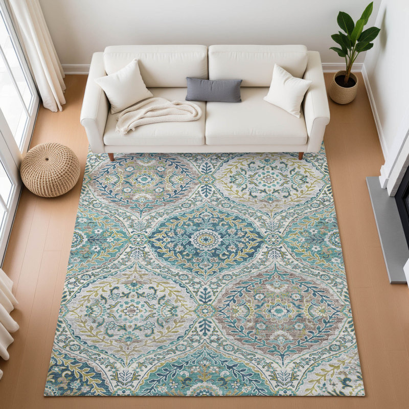 Premium Machine Washable Pinkston Panels Rug, Rectangle 5' x 7'6"