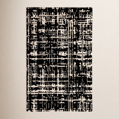 Brannon Black Hand-Tufted Abstract Rug