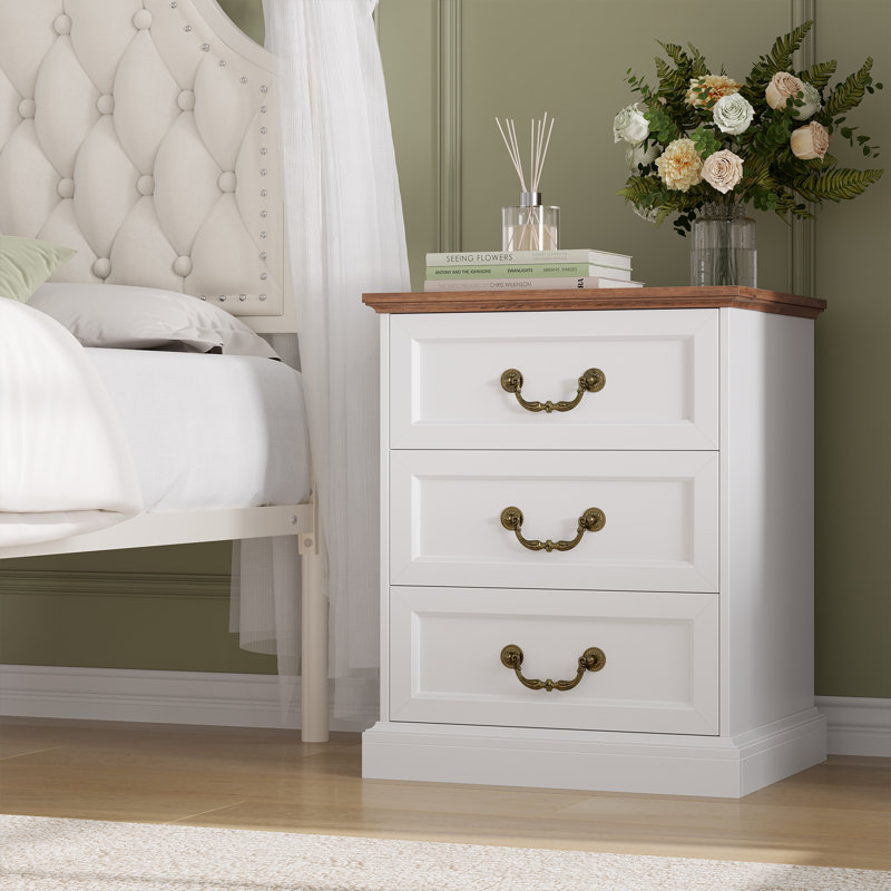 Ensemble de chambre à coucher 3 pièces, lit à baldaquin en métal avec tiroirs de rangement, Off White, Queen