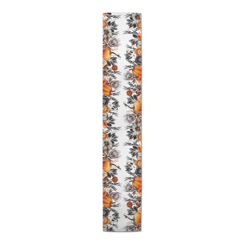 Haysten Halloween Botanicals Border Table Runner, 90" L x 16" W