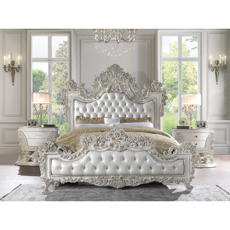 Traditional Luxurious upholstered bed,bed frame,platform bed, King