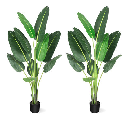 Faux Banana Leaf Plant in Pot