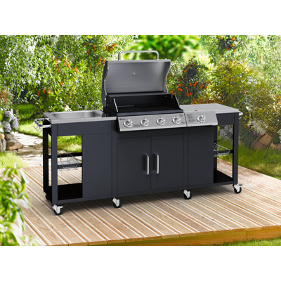 Test Rite Tepro 4 - Burner Freestanding Liquid Propane 58695 BTU Grill with Side Burner and with Cabinet