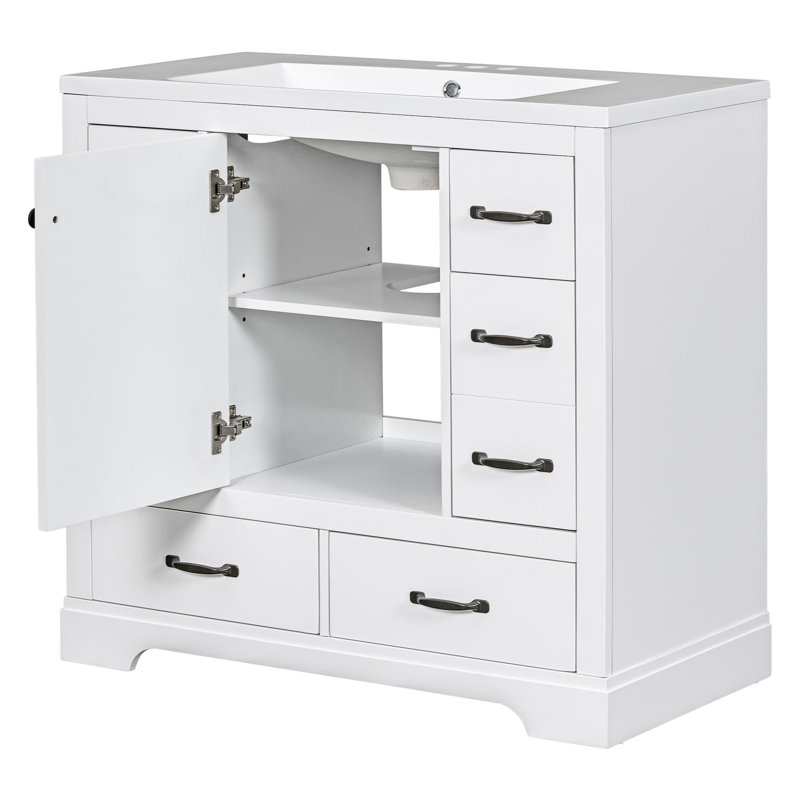 Ensemble de meuble-lavabo simple avec plateau en céramique Milla