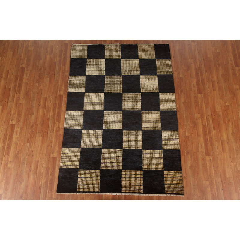 One-of-a-Kind 5'7'' X 8'0'' New Age Wool Area Rug in Black