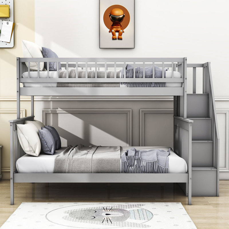 Kids Twin Over Full Bunk Bed, Gray