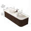 Ensemble de meuble-lavabo 60 po 60 po, 2 tiroirs, 2 lavabos ronds blancs en céramique et un plateau en pierre frittée blanche, noyer foncé pré-assemblé-800328304-800328590