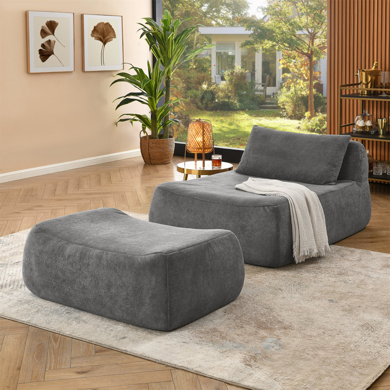 Grand fauteuil à billes Bean Bag Chair, Chenille grise