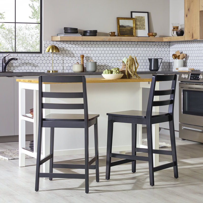 Amaria Solid Wood Counter Stool, Black