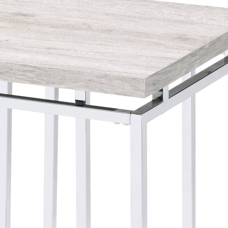 Table de bout moderne en chêne naturel avec structure en métal