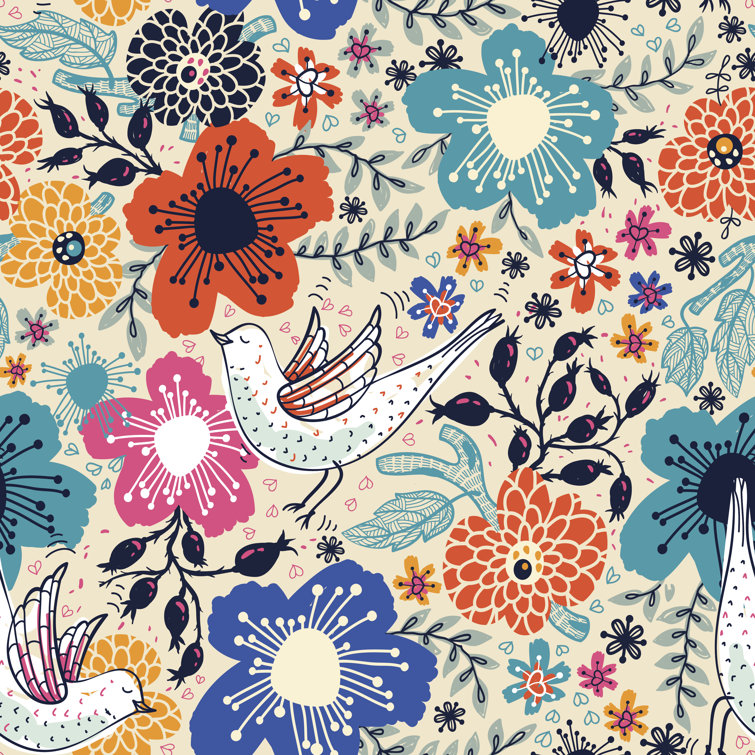 Moncure Vector Floral Seamless Pattern - Wrapped Canvas Print