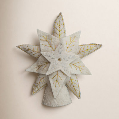 Embroidered Wool Felt Star Tree Topper