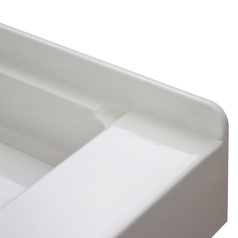 Base de douche à seuil simple 32 po x 48 po avec housse de drain, Blanc, Côté droit