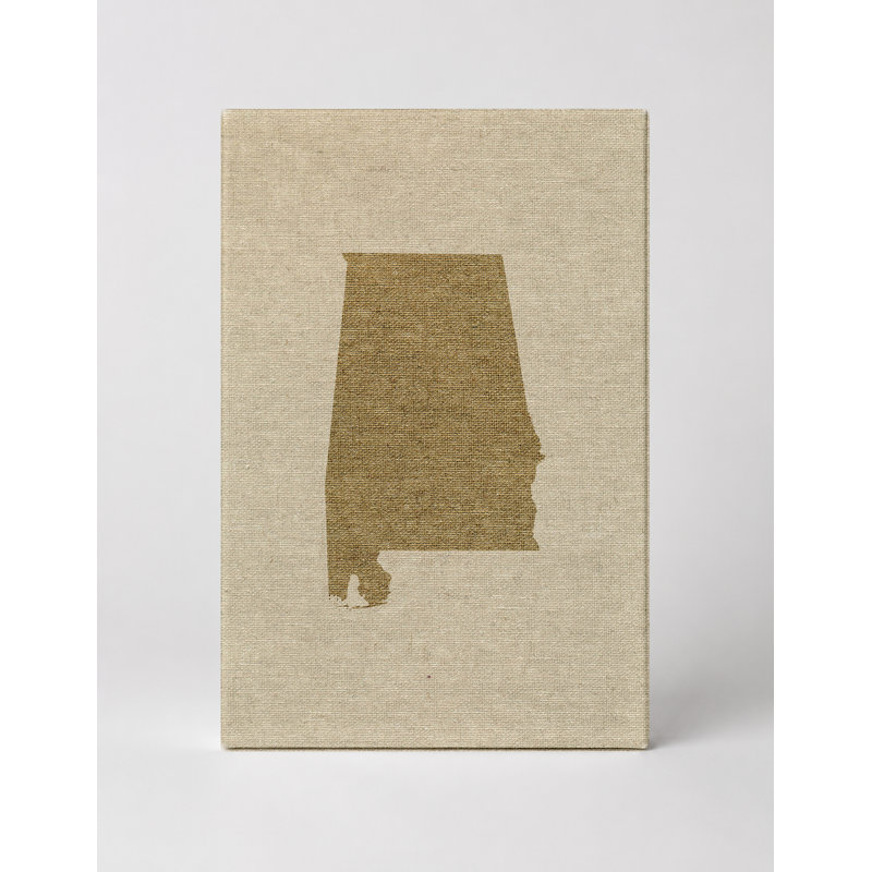 Alabama State Silhouette - Portrait, art mural sur toile, 11" W x 14" H