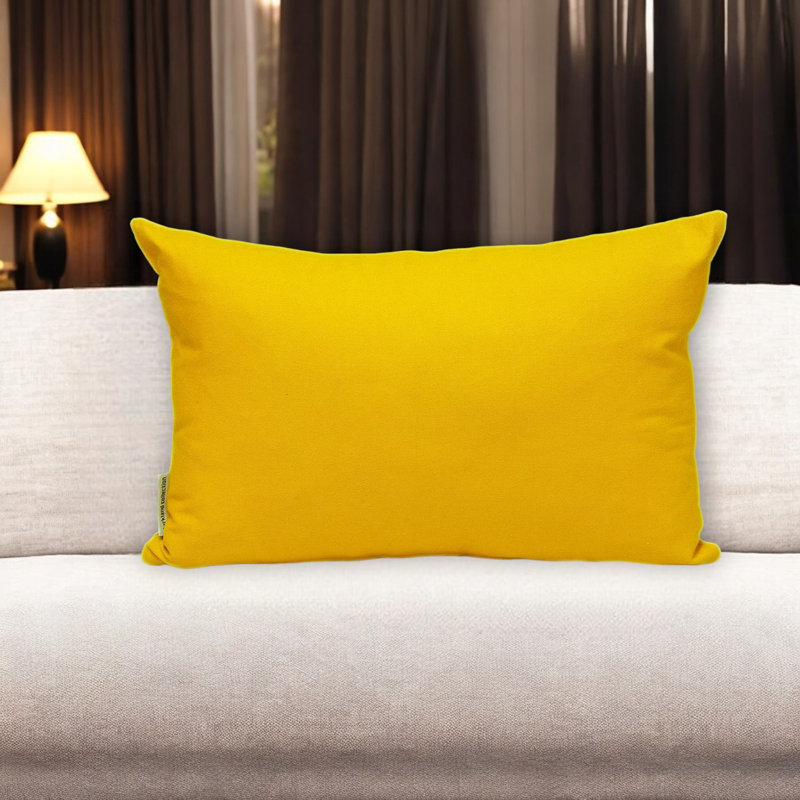 Coussin lombaire 12 po x 18 po en coton jaune