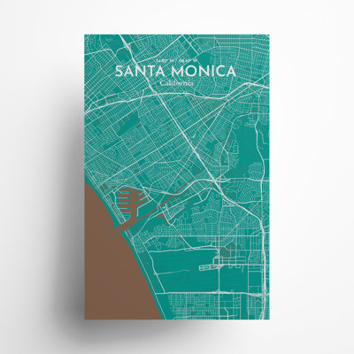Santa Monica, carte de la ville, impression