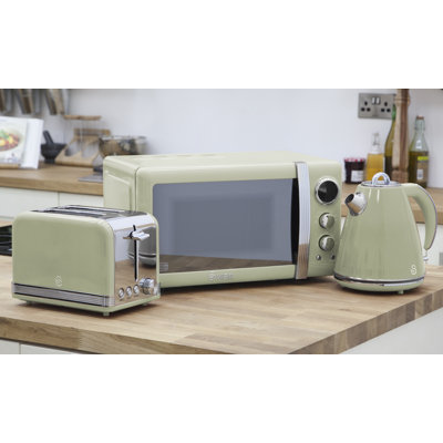 Retro 3 Piece 20L 800W Countertop Microwave with 2 Slice Toaster and Kettle