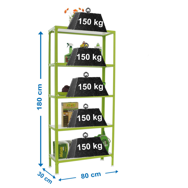80cm W Steel Shelving Unit, Green
